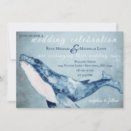 Invitación Watercolor Humpback Whale Nautical Beach Wedding