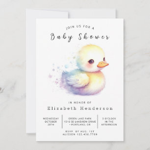 Invitación Watercolor Impresable Duck Baby Shower