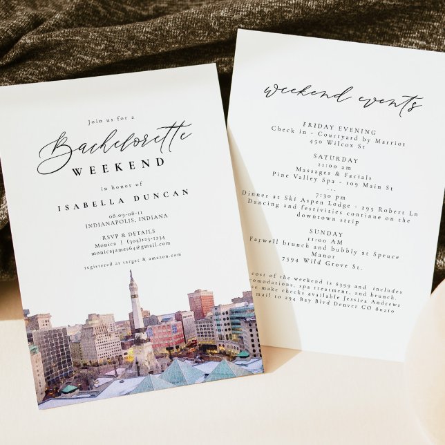 Invitación Watercolor Indianapolis Indiana Skyline City (Subido por el creador)