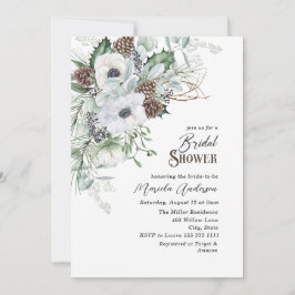 Invitación Watercolor Invierno Anemones Flores Bridal Showe