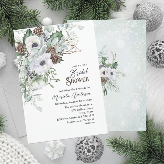 Invitación Watercolor Invierno Anemones Flores Bridal Showe (Subido por el creador)