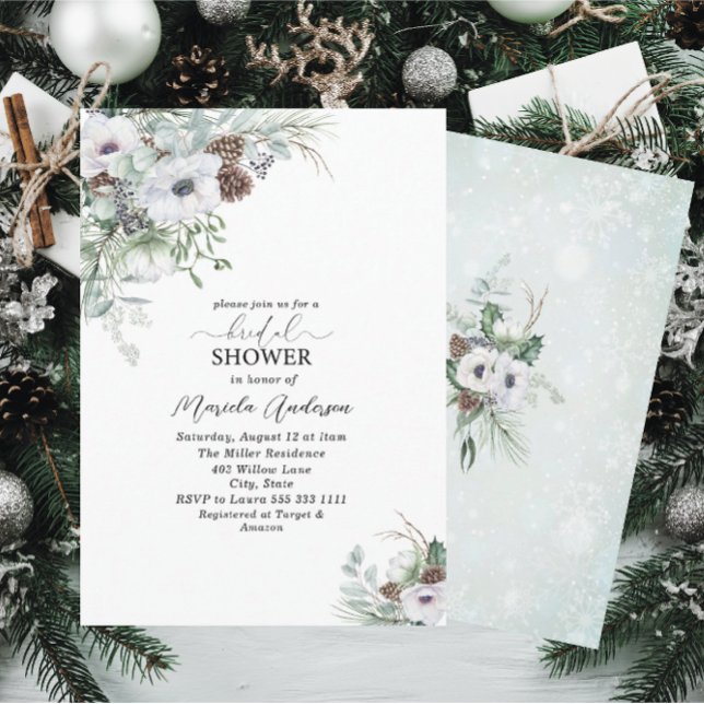 Invitación Watercolor Invierno Anemones Flores Bridal Showe (Subido por el creador)