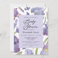 Watercolor Iris Floral Spring Garden Baby Shower
