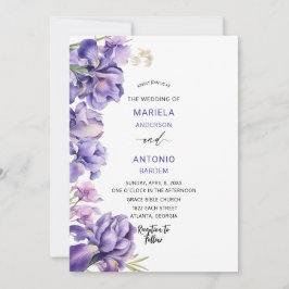 Invitación Watercolor Iris Lilac boda de acuarela floral