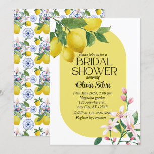 Invitación Watercolor italiano Lemon Tile Bridalducha