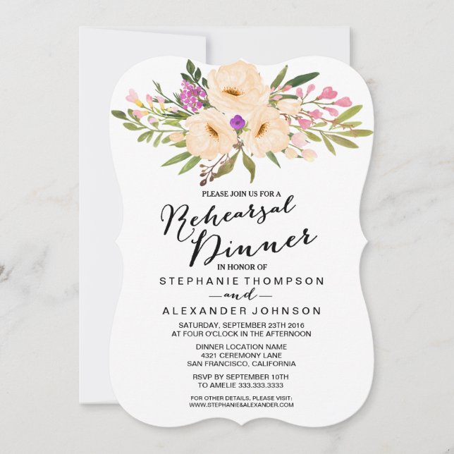 Invitación Watercolor Ivory Bouquet Anemones (Anverso)