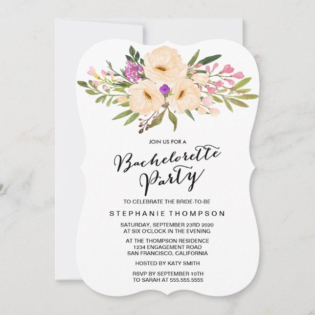 Invitación Watercolor Ivory Bouquet Anemones (Anverso)