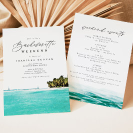Invitación Watercolor Jamaica Skyline Tropical Beach Island