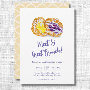 Invitación Watercolor Jelly Danishes Neighborhood Brunch