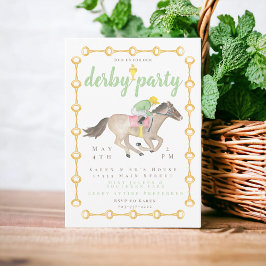 Invitación Watercolor Jockey Derby Fiesta