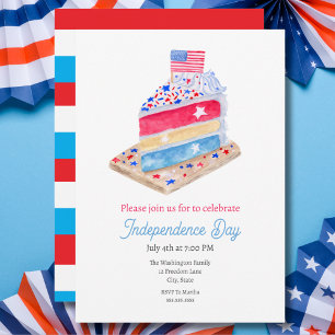 Invitación Watercolor Julio 4 Fiesta Pastel