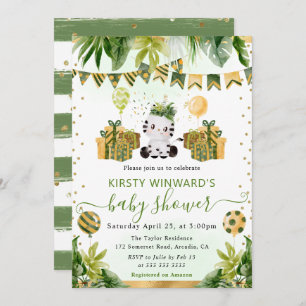 Invitación Watercolor Jungle Zebra Baby Shower