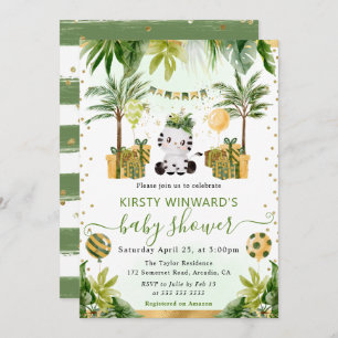 Invitación Watercolor Jungle Zebra Baby Shower