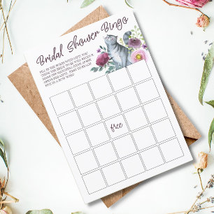 Invitación Watercolor Kitty Cat Bridal Shower Bingo