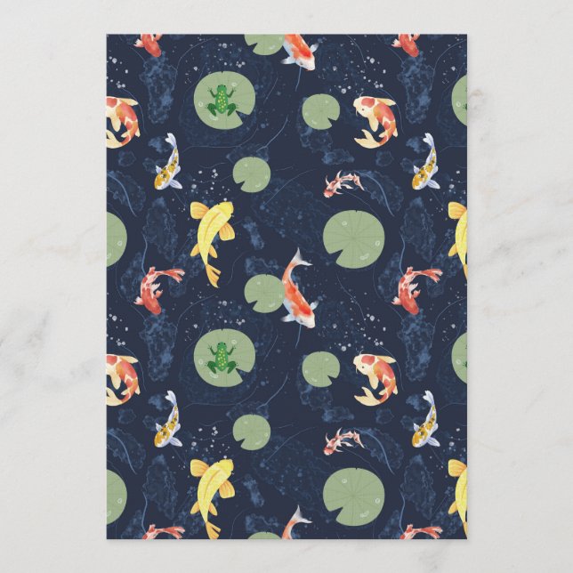 Invitación Watercolor Koi Fish Pond Seamless Pattern (Anverso)