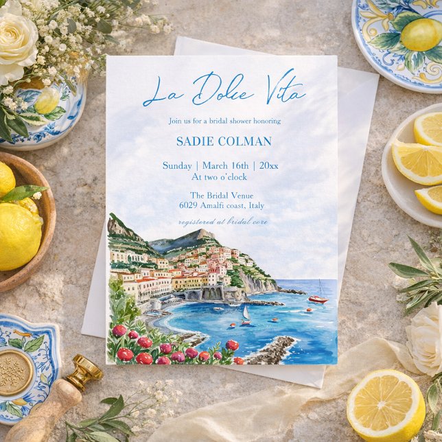Invitación Watercolor La Dolce Vita Italian Bridal Shower  (Subido por el creador)