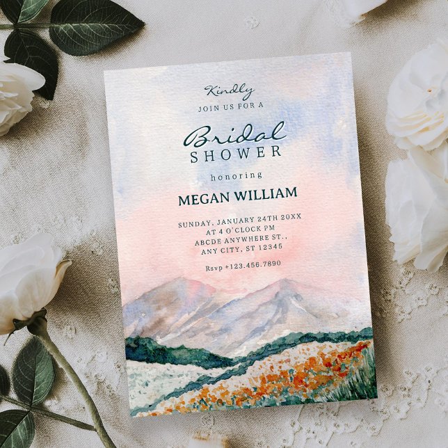 Invitación Watercolor landscape nature bridal shower (Subido por el creador)