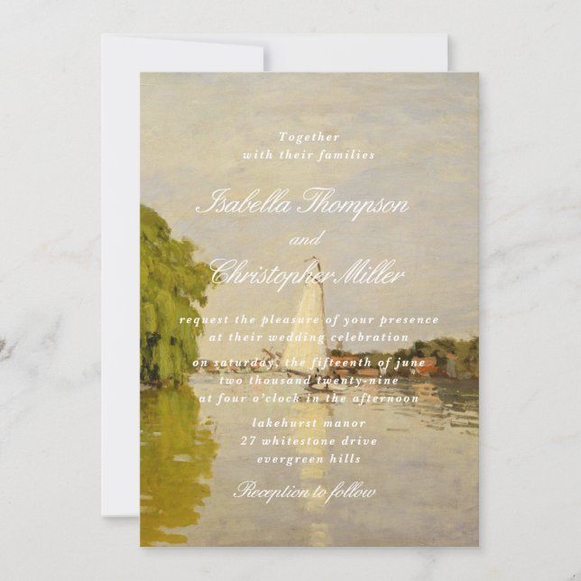 Invitación Watercolor Landscape Wedding Invitation (Anverso)