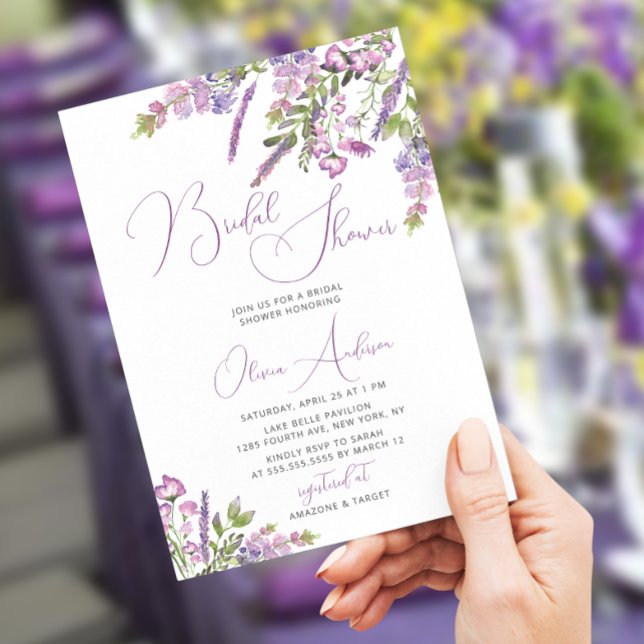 Invitación Watercolor Lavanda púrpura Ducha de novia (Subido por el creador)