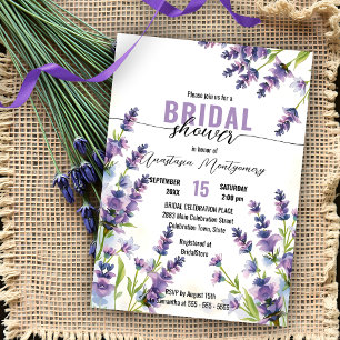 Invitación Watercolor Lavanda Púrpura Flores Ducha Bridal