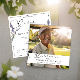 Invitación Watercolor Lavender Celebration of Life Photo