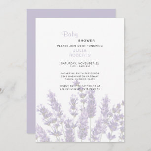 Invitación Watercolor Lavender Floral Baby Shower 