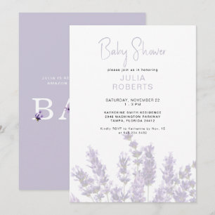 Invitación Watercolor Lavender Floral Baby Shower II