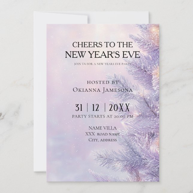 Invitación Watercolor lavender New Year's Eve Party  (Anverso)