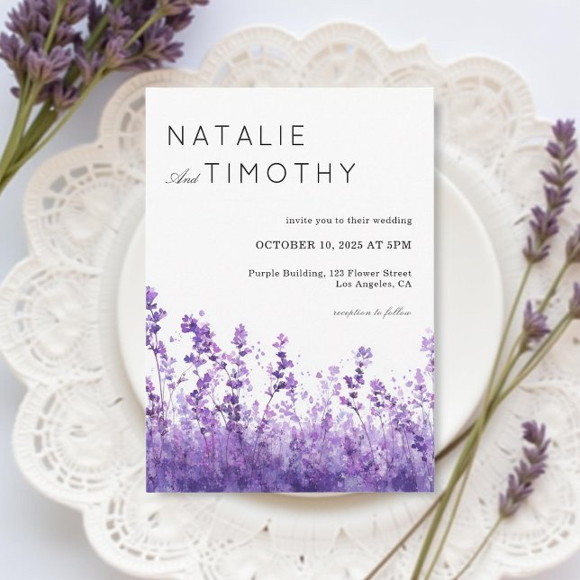 Invitación Watercolor Lavender Rustic Boho Botanical Wedding  (Subido por el creador)