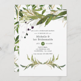 Invitación Watercolor Leafy Greenery Bridesmaids Luncheon