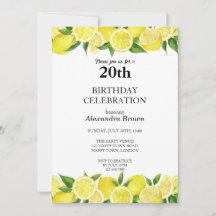Watercolor Lemon 20th Birthday Photo Fiesta