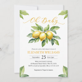 Invitación Watercolor Lemon Baby Shower