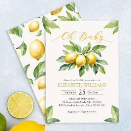 Invitación Watercolor Lemon Baby Shower