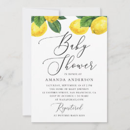 Invitación Watercolor Lemon Baby Shower | Citrus elegante