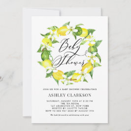 Invitación Watercolor Lemon Blossom Wreath Baby Shower