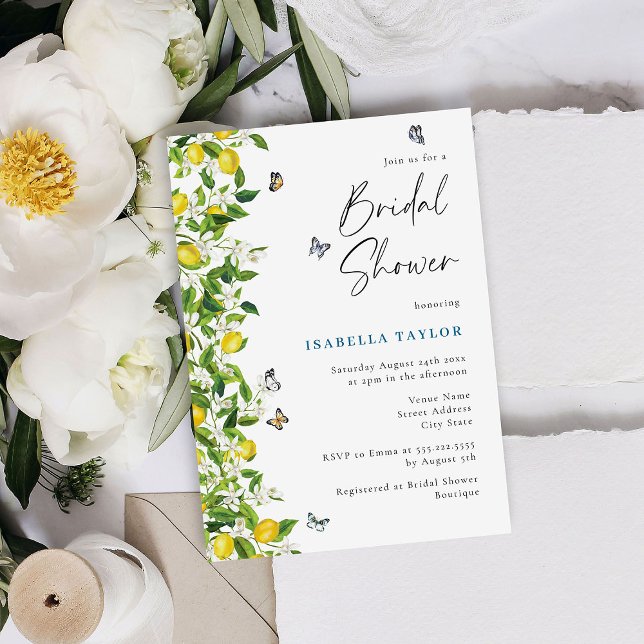 Invitación Watercolor Lemon Botanal Bridal Shower (Subido por el creador)