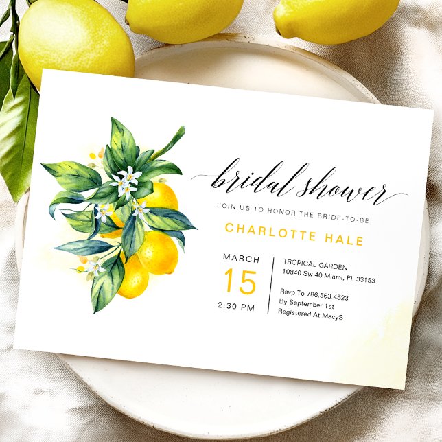 Invitación Watercolor Lemon Bridal Shower (Subido por el creador)