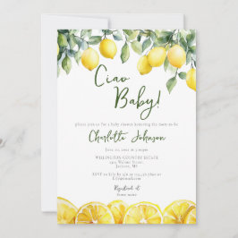 Invitación Watercolor Lemon Citrus Baby Shower italiano