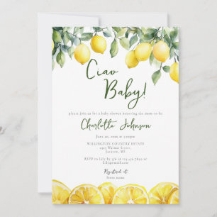 Invitación Watercolor Lemon Citrus Baby Shower italiano