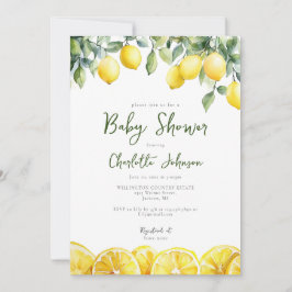 Invitación Watercolor Lemon Citrus Baby Shower Photo