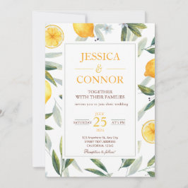 Invitación Watercolor Lemon Citrus Floral Moderno Boda