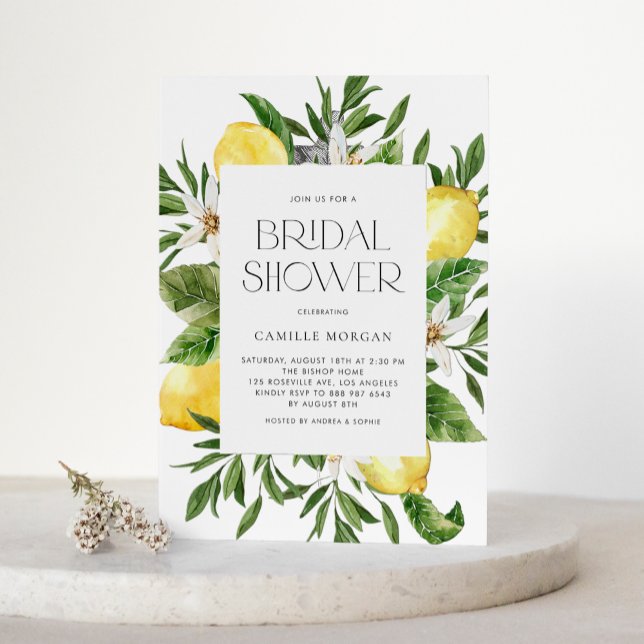 Invitación Watercolor Lemon Frame Botanal Bridal Shower (Subido por el creador)