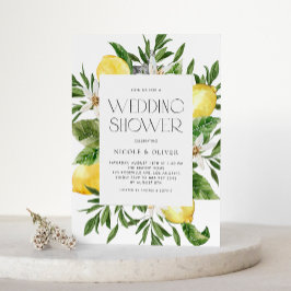 Invitación Watercolor Lemon Frame Botanical Wedding Ducha