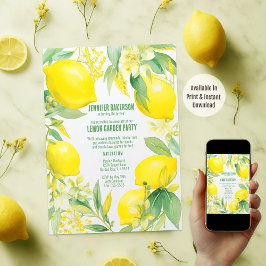 Invitación Watercolor Lemon Garden Birday Party