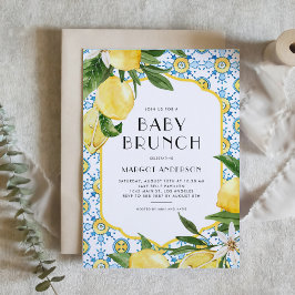 Invitación Watercolor Lemon Mediterráneo Baby Shower Brunch
