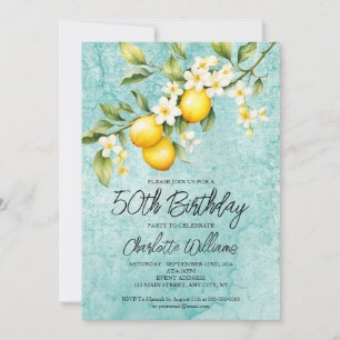 Invitación Watercolor Lemon Tema 50 cumpleaños