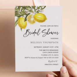 Invitación Watercolor Lemon Theme Bridal Shower