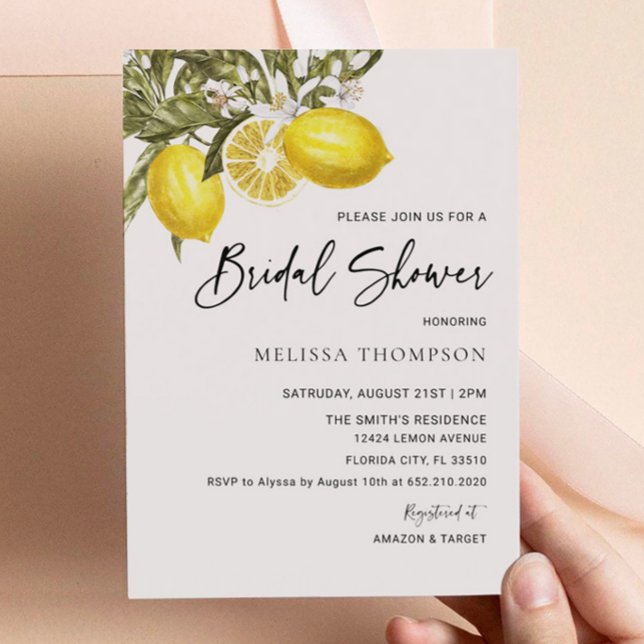 Invitación Watercolor Lemon Theme Bridal Shower (Subido por el creador)