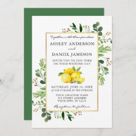 Invitación Watercolor Lemons Boda Vegetación Botánica
