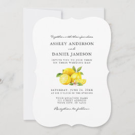 Invitación Watercolor Lemons Greenery Boda GB